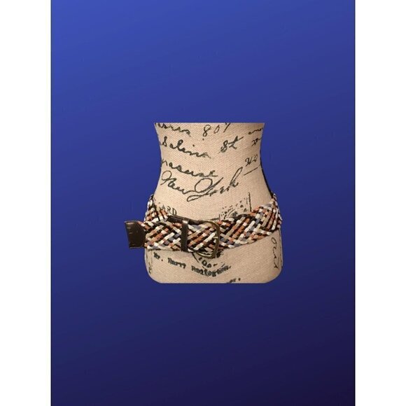 UNBRANDED Woven Leather Belt, WIDE, Blue/Copper/Beige/Brown, Pre-owned - Picture 2 of 4